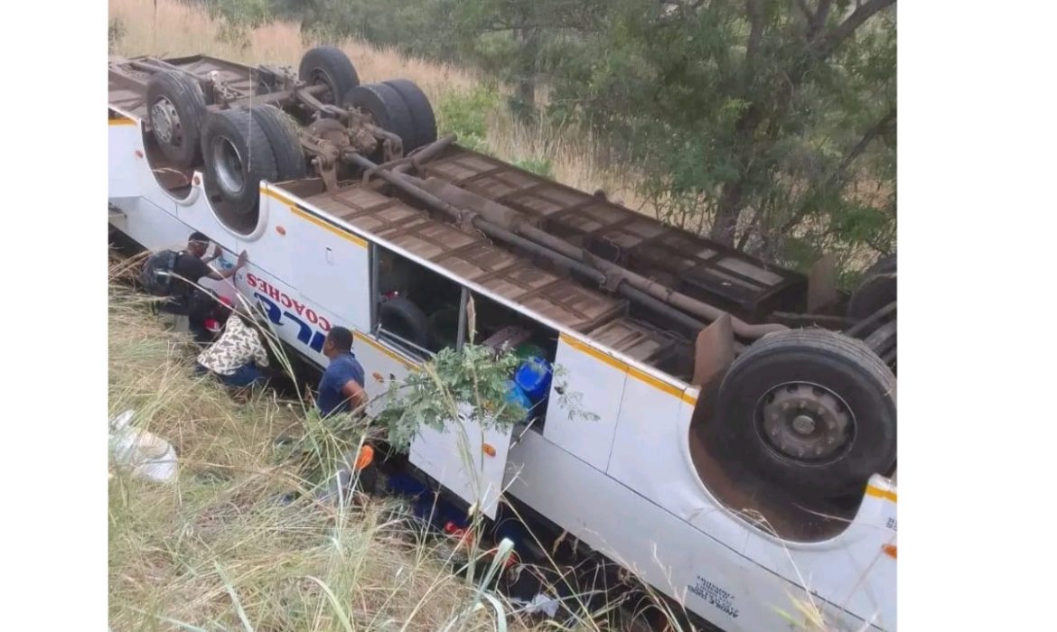 Chaos on the Road: Zambia-Bound Bus Andile Coaches Involved in An Accident, Several People Injured