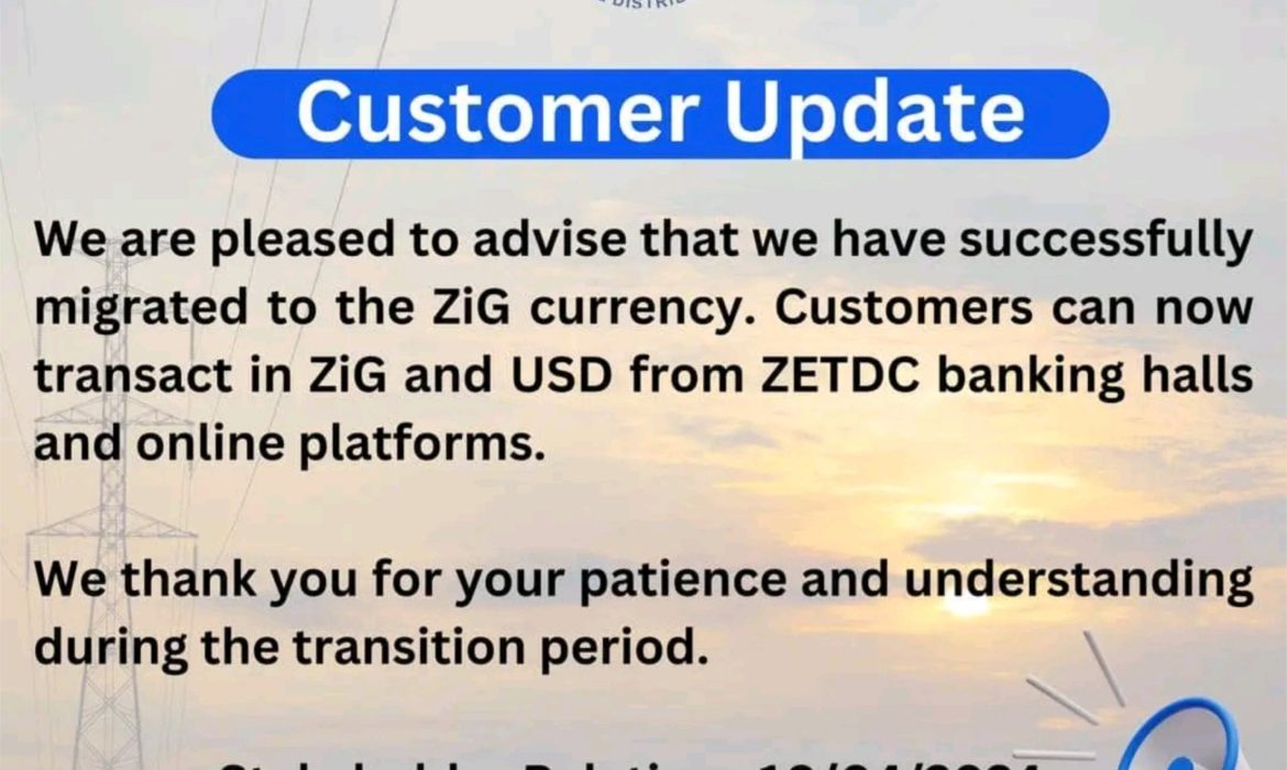 ZETDC Completes Transition to ZiG Currency, Resumes Selling Electricity Tokens in Local Currency