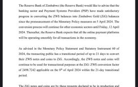 Notice from the RBZ about ZiG