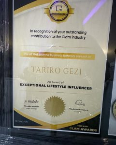 Tariro Gezi scoops Exceptional Lifestyle Influencer Award