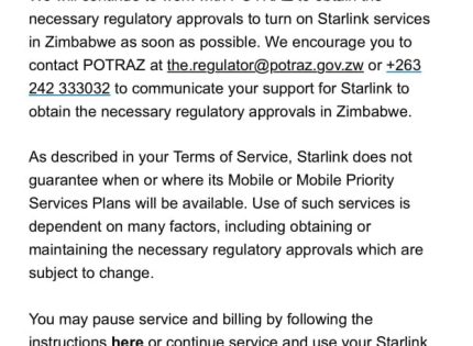 Starlink Ordered to Shut Down Services in Zimbabwe by Government