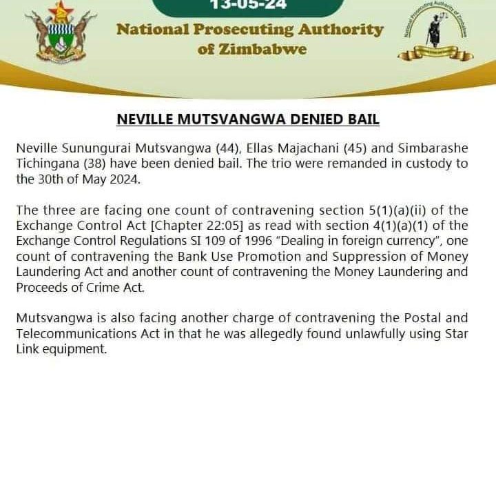 Neville Mutsvangwa denied bail