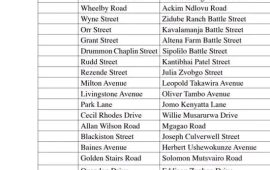 Controversy Over Road Name Changes in Zimbabwean surbubs