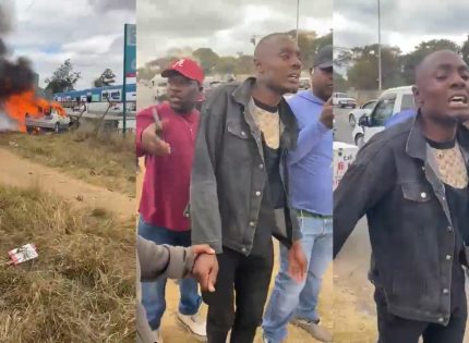 Watch: Zimbabwean Man Cries Uncontrollably as He Watches His Car Burn to a Shell