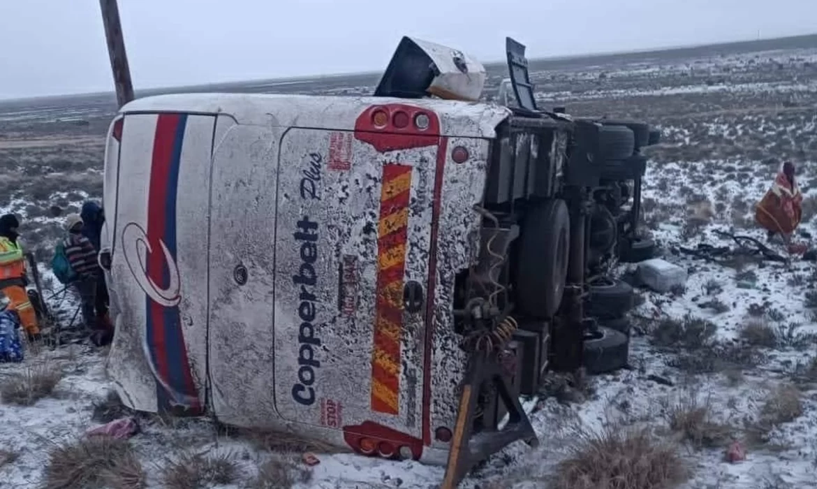 Copperbelt Bus Travelling To Zimbabwe Skids In The Snow And Overturns In South Africa Accident