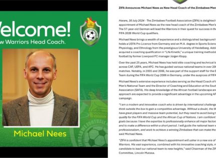 ZIFA Appoints Michael Nees As Warriors New Head Coach: Check Out His Impressive Qualifications & Experience