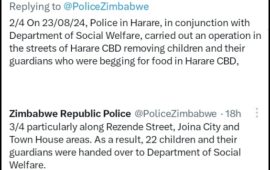 Zimbabwe Republic Police Crack Down on Child Begging in Harare