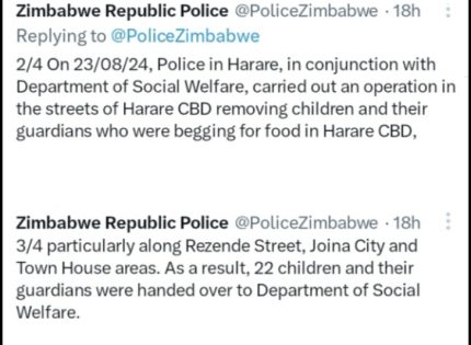 Zimbabwe Republic Police Crack Down on Child Begging in Harare