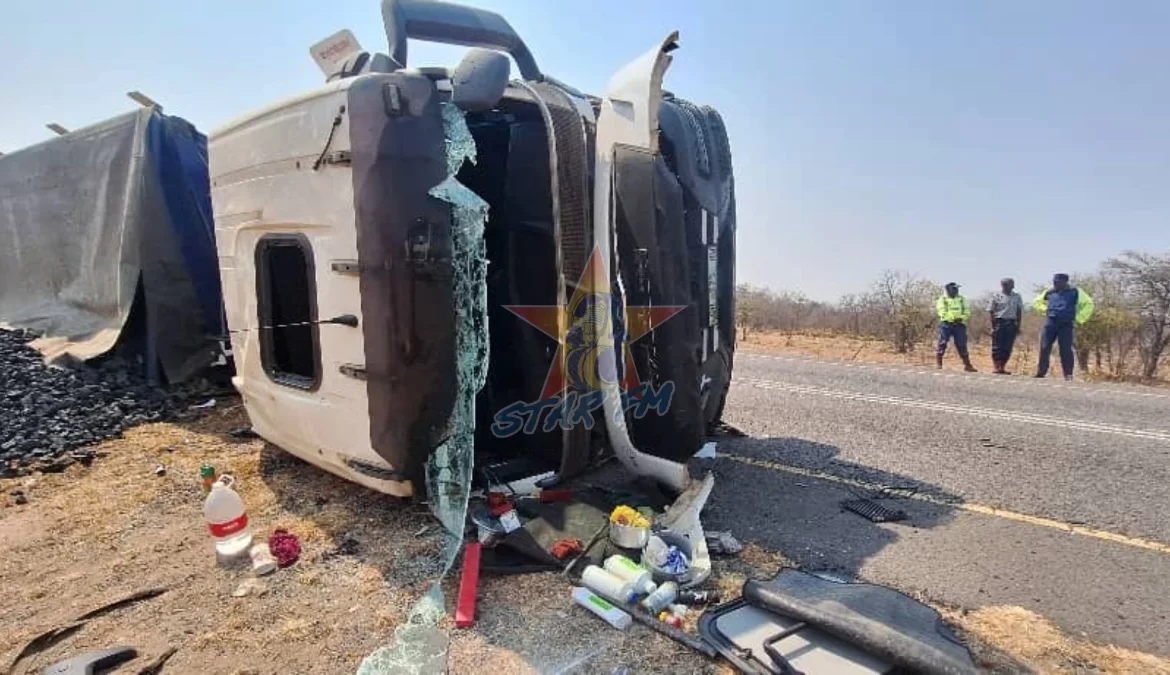 South African-Bound Truck Carrying Coal Overturned After Driver Dozed Off On The Steering Wheel