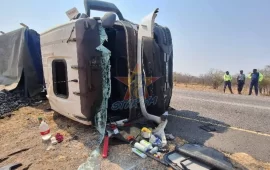 South African-Bound Truck Carrying Coal Overturned After Driver Dozed Off On The Steering Wheel