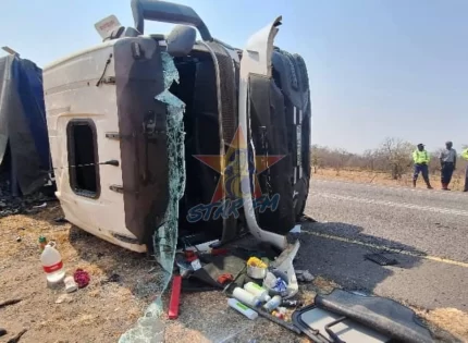 South African-Bound Truck Carrying Coal Overturned After Driver Dozed Off On The Steering Wheel