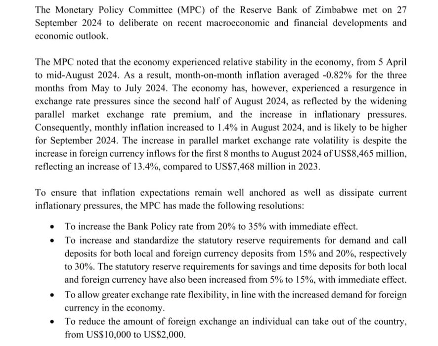 Zimbabwe’s Central Bank Devalues Local Currency