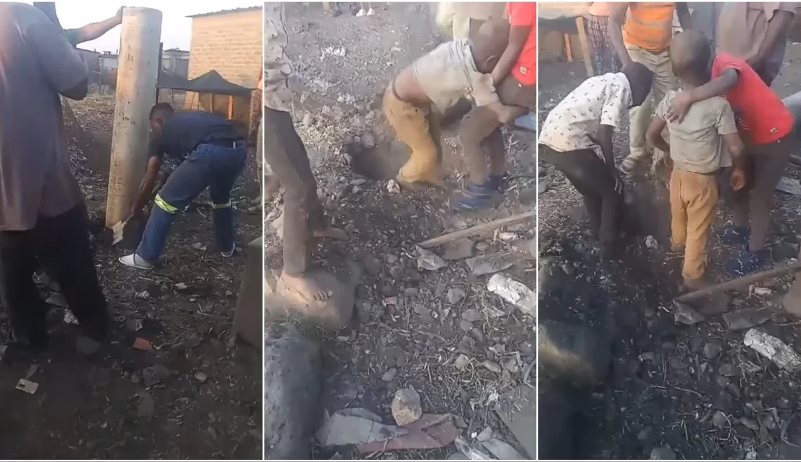 WATCH: Neighbours Scurry To Rescue A Boy Trapped Inside A Drainage Pipe While Playing In Bulawayo