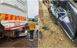 Bus Collides With A Train And Crashes Into Several Cars In Harare Accident