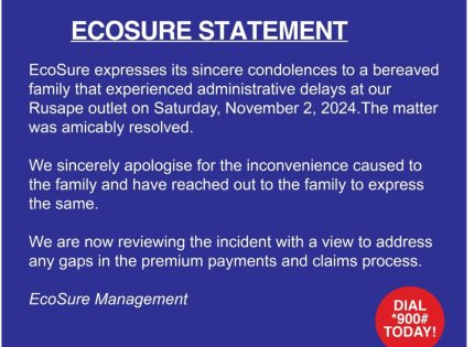 Ecosure Speaks Out After Family Dumps Coffin at Its Branch Over Funeral Claim Dispute