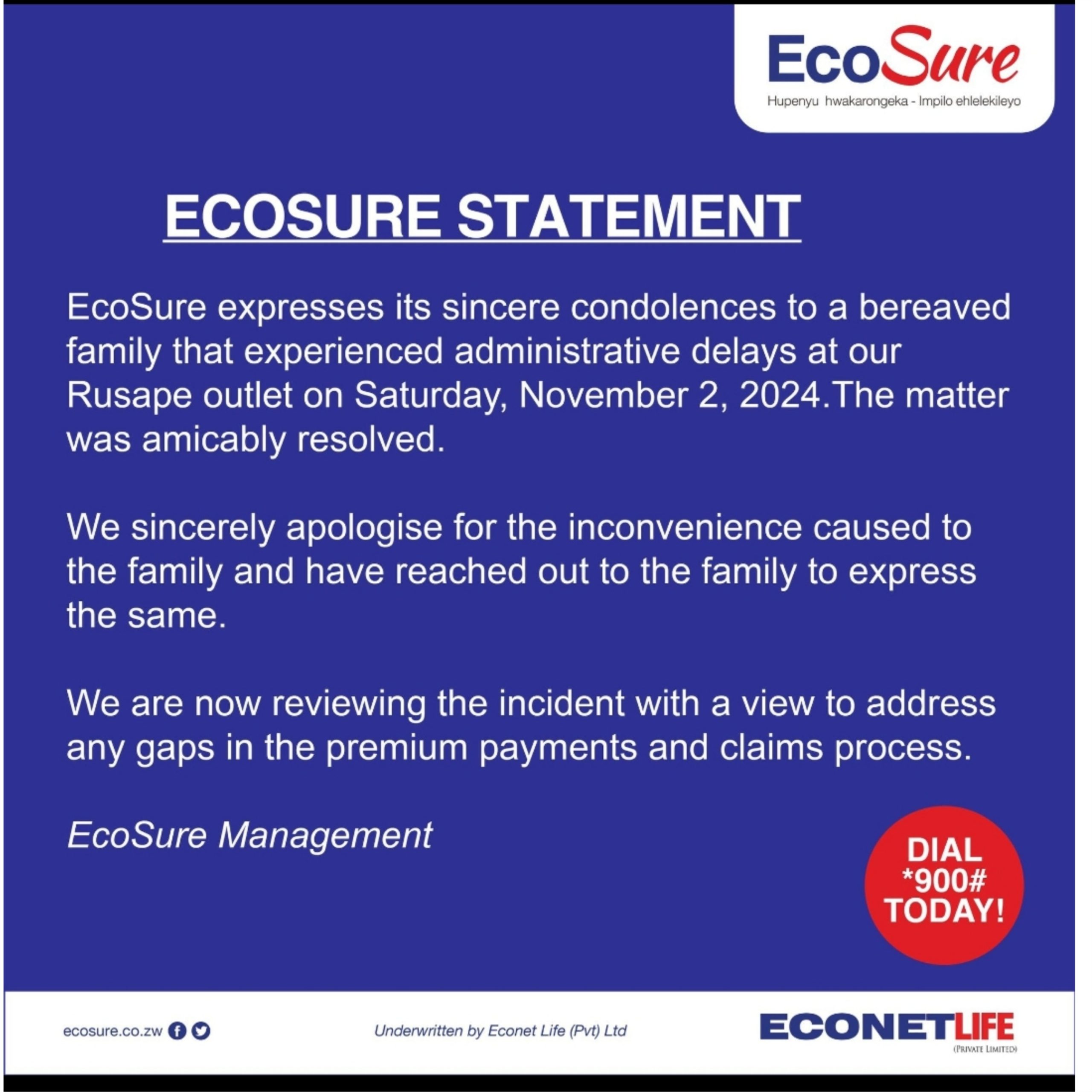 Ecosure Speaks Out After Family Dumps Coffin at Its Branch Over Funeral Claim Dispute