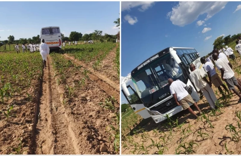 Johane Masowe Bus Donated By Wicknell Chivayo Veers Off The Road Into A Maize Field