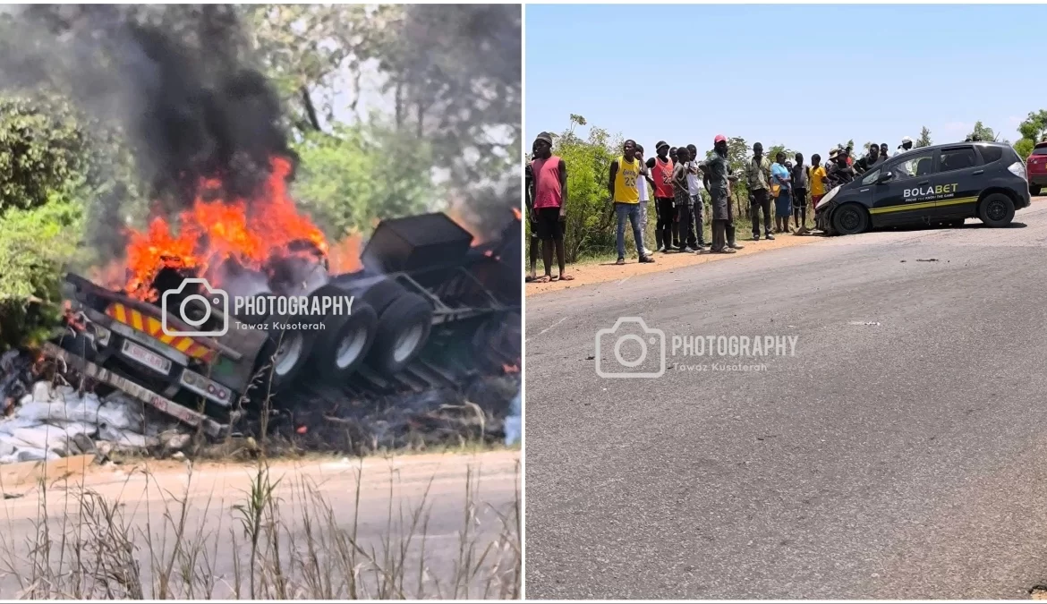 Haulage Truck Driver Burnt Beyond Recognition In Fiery Collision With A Honda Fit Along Harare-Chirundu Highway