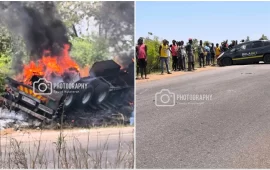 Haulage Truck Driver Burnt Beyond Recognition In Fiery Collision With A Honda Fit Along Harare-Chirundu Highway