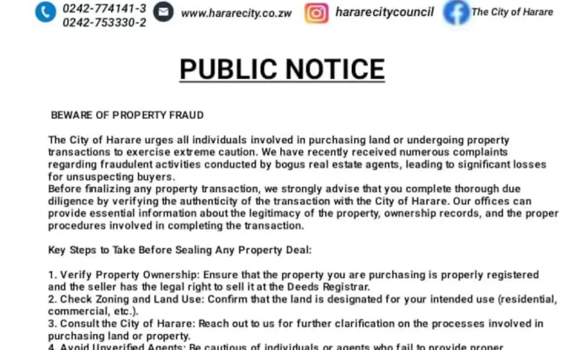 How to Avoid Property Fraud: City of Harare’s Four Key Tips When Buying Houses