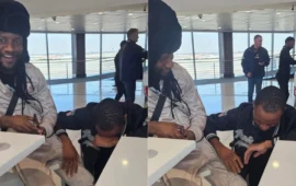 Pics: Fan Bursts into Tears After Meeting Winky D at the Airport