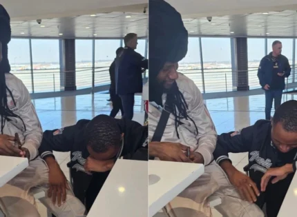 Pics: Fan Bursts into Tears After Meeting Winky D at the Airport