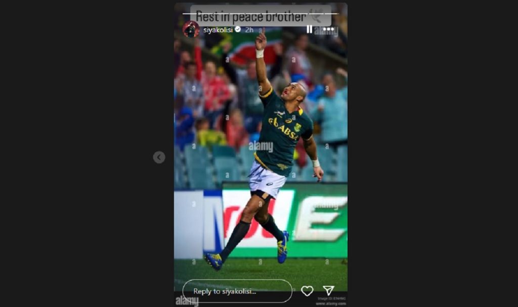 Siya Kolisi mourn Springboks Cornal Hendricks