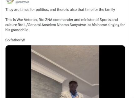 His other side: Rtd General Sanyatwe sings for his grandchild (video)