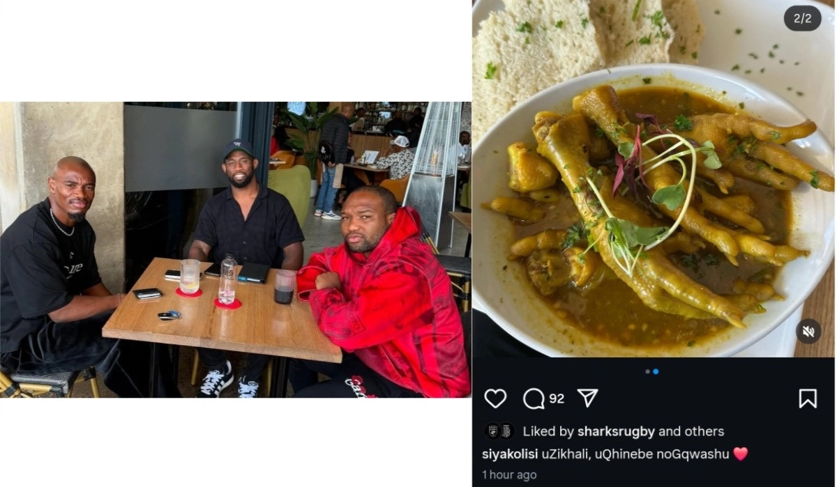 Siya Kolisi Enjoys Chicken Feet with Springboks Teammates Lukhanyo AM and Makazole Mapimpi