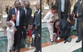 Sweet Like a Cupcake: President Ramaphosa Melts Hearts After He Ties Young Girl’s Shoelaces at Mall (Watch)