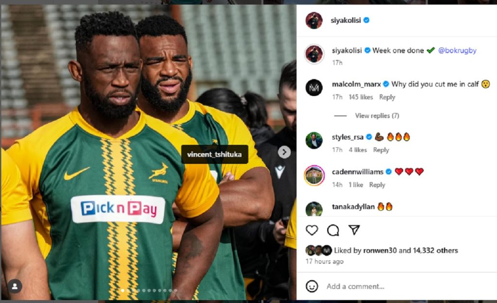 Springboks Malcolm Marx Siya Kolisi