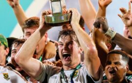 Springboks stars go crazy watching the junior Boks crowned world champions on TV (video)