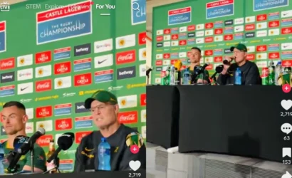 Watch: Rassie Erasmus Chugs Down Castle Lager Beer During Media Conference After Springboks Win
