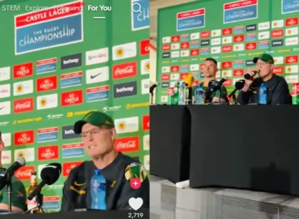 Watch: Rassie Erasmus Chugs Down Castle Lager Beer During Media Conference After Springboks Win