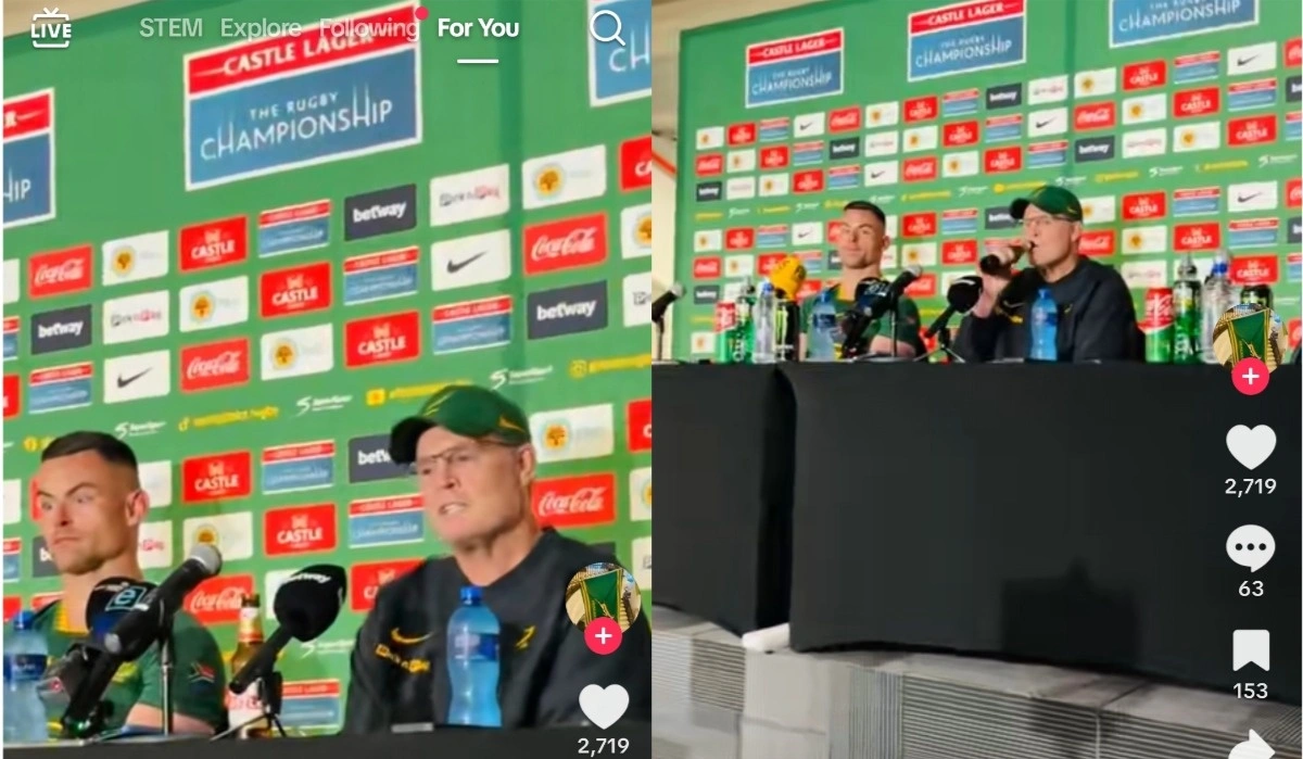 Rassie Erasmus Chugs Down Castle Lager Beer During Media Conference After Springboks Win
