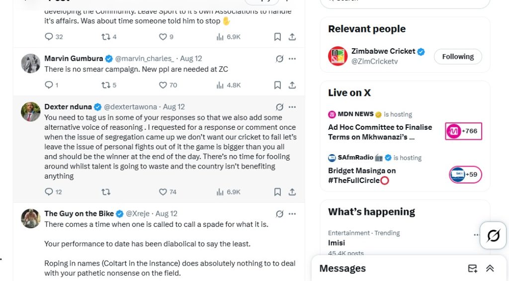‘We don’t want our cricket to fail’: Former Zanu-PF Central Committee member roars as Zim Cricket and Chevrons struggle