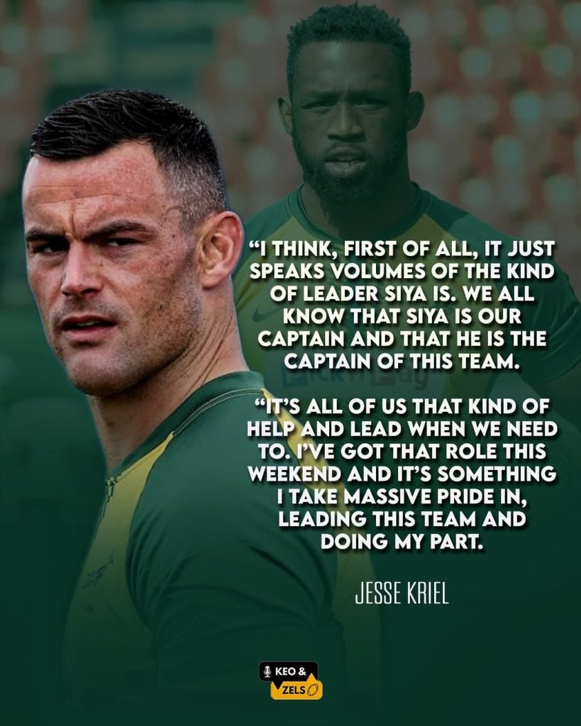Jesse Kriel Springboks captaincy Siya Kolisi