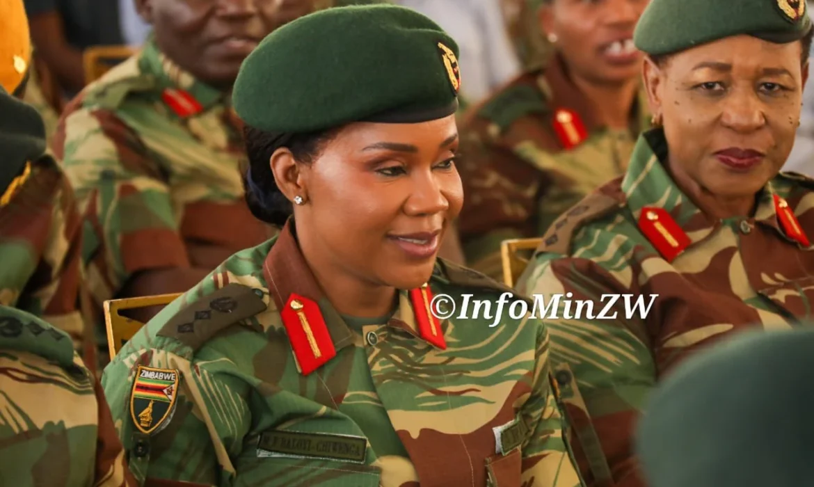 PICS: Rare Photos Of VP Chiwenga’s Wife Minnie Baloyi In Army Camouflage Uniform In Public Go Viral