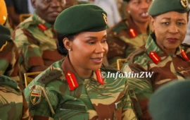 PICS: Rare Photos Of VP Chiwenga’s Wife Minnie Baloyi In Army Camouflage Uniform In Public Go Viral