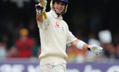 Embarassment: Kevin Pietersen laughs at the All Blacks giant