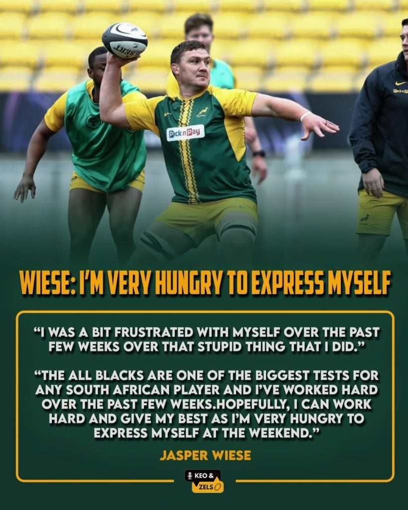 Springboks Jasper Wiese All Blacks stupid error