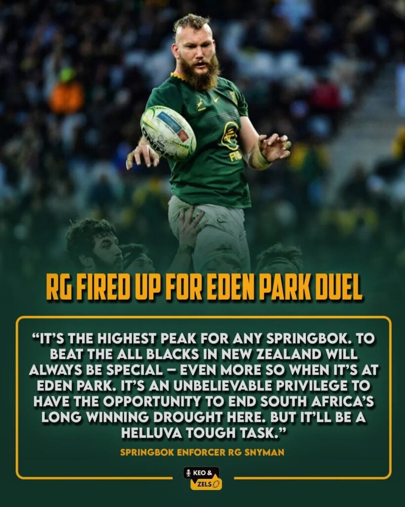 RG Snyman Springboks All Blacks drought