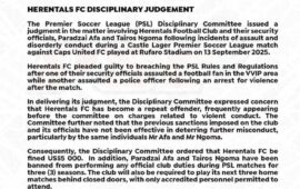 Disciplinary judgement: The PSL comes down heavy on Herentals
