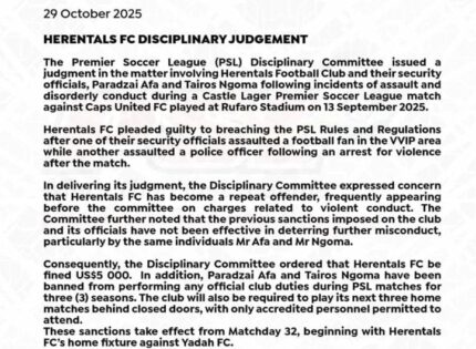 Disciplinary judgement: The PSL comes down heavy on Herentals