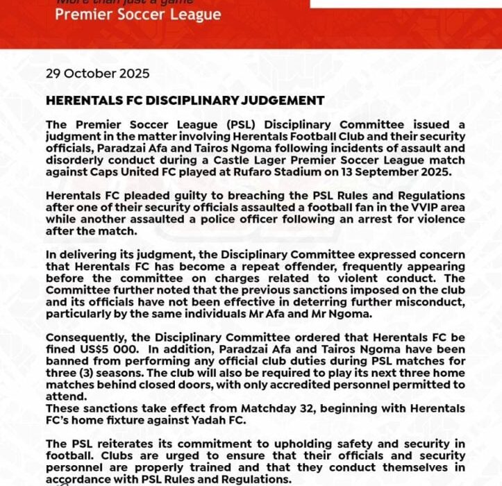 Disciplinary judgement: The PSL comes down heavy on Herentals