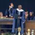Receiving an honorary doctorate of humane letters yesterday at the yale university commencement