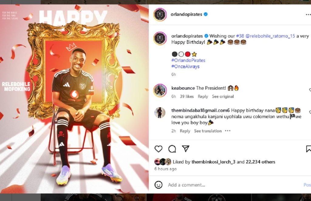 Orlando Pirates Relebohile Mofokeng age