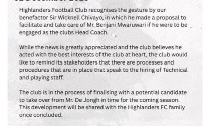 Highlanders responds to Chivayo’s Benjani Mwaruwari offer at 11pm
