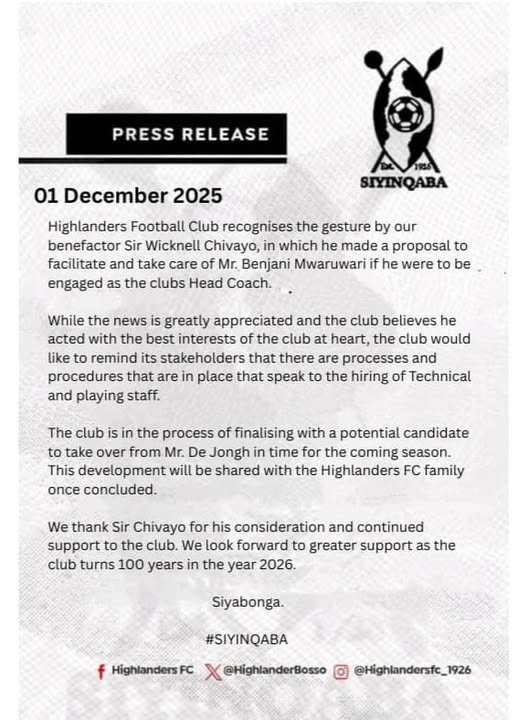 Highlanders Chivayo Benjani Mwaruwari offer