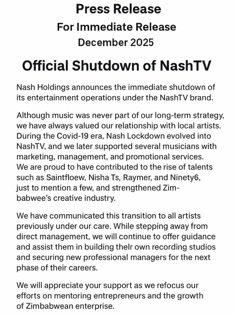 Tinashe Murarisi quits music